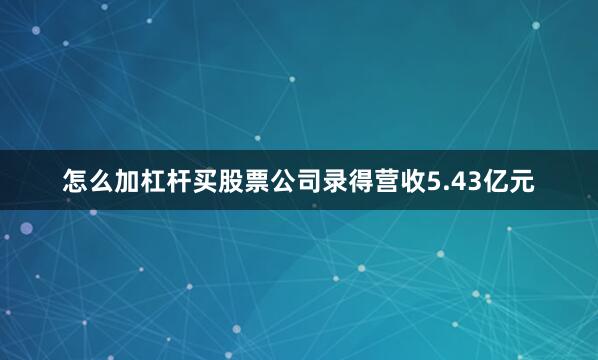 怎么加杠杆买股票公司录得营收5.43亿元