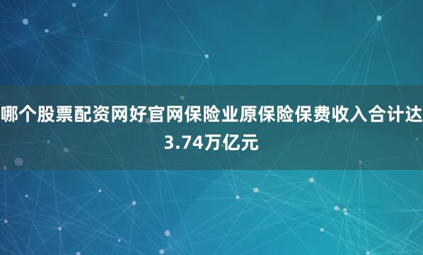 哪个股票配资网好官网保险业原保险保费收入合计达3.74万亿元